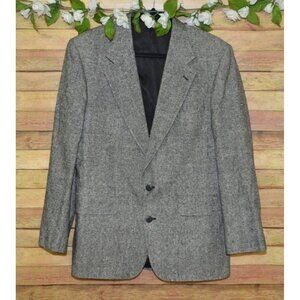 Vintage Robert Stalk Men's Tweed Jacket Blazer Sports Coat Gray Black Size 40R